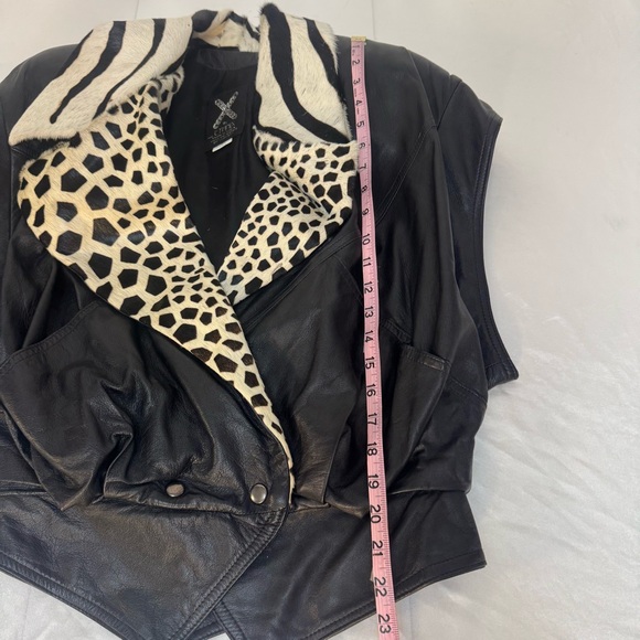 Vintage X Ethnix Leather Cow Hair Contrasting Zebra Leopard Print Oversized Vest - Picture 8 of 14